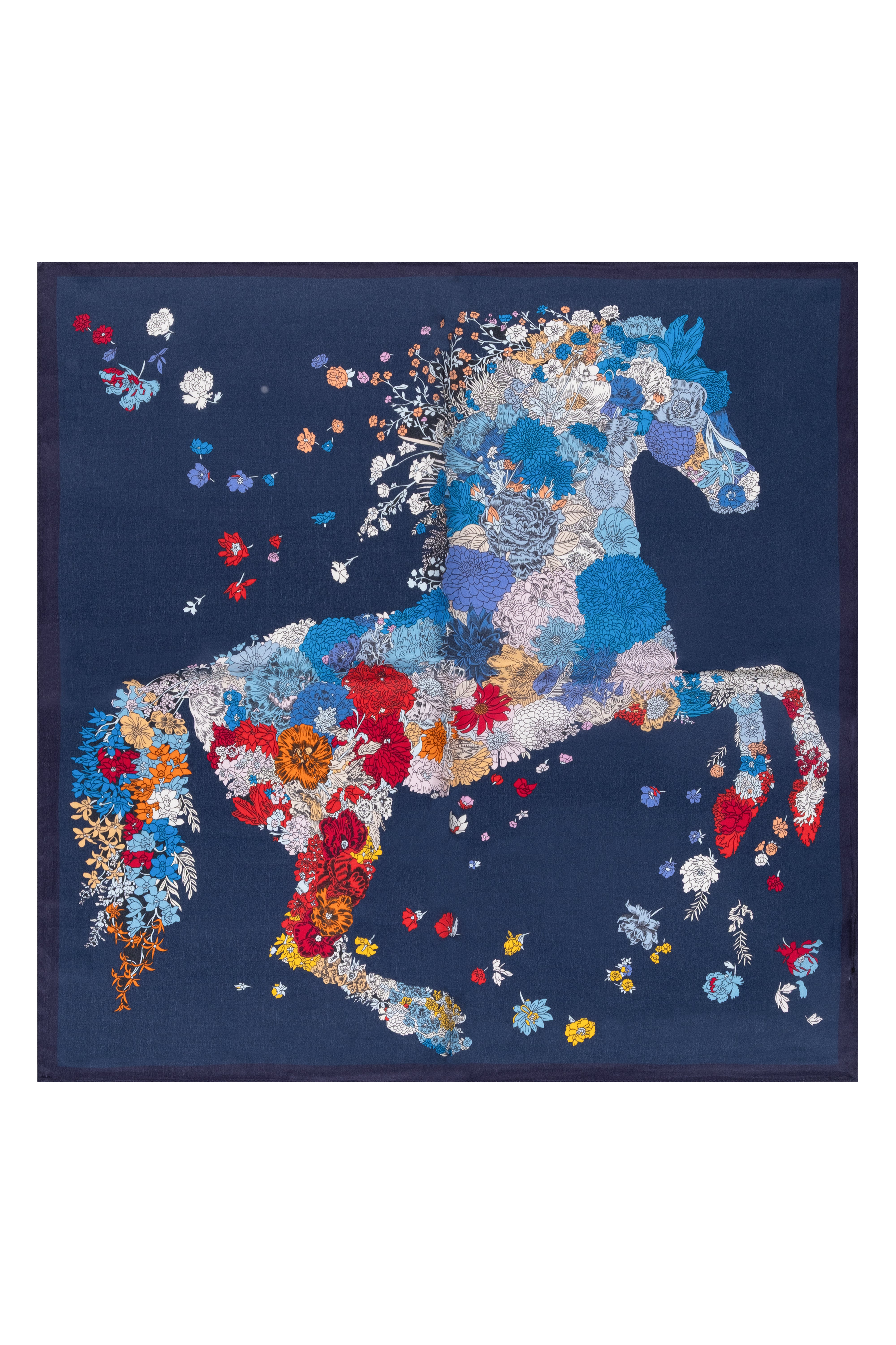 Lacivert Laila Saf İpek Kare Eşarp 50x50 cm