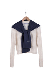 Lacivert Lilly Saf Kaşmir Kazak Atkı