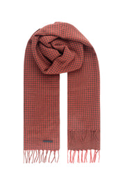 Kırmızı Saf Kaşmir Kaz Ayağı Kareli Şal 60x180 cm