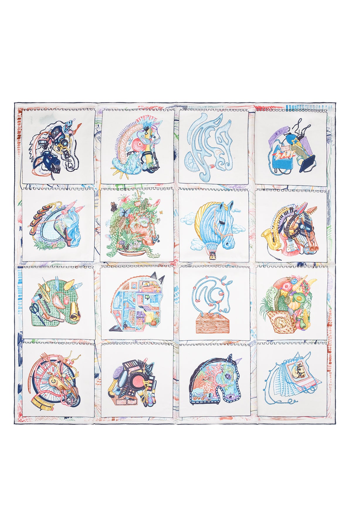 Beyaz Lara Saf İpek Baskılı Eşarp 90x90 cm