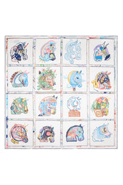 Beyaz Lara Saf İpek Baskılı Eşarp 90x90 cm