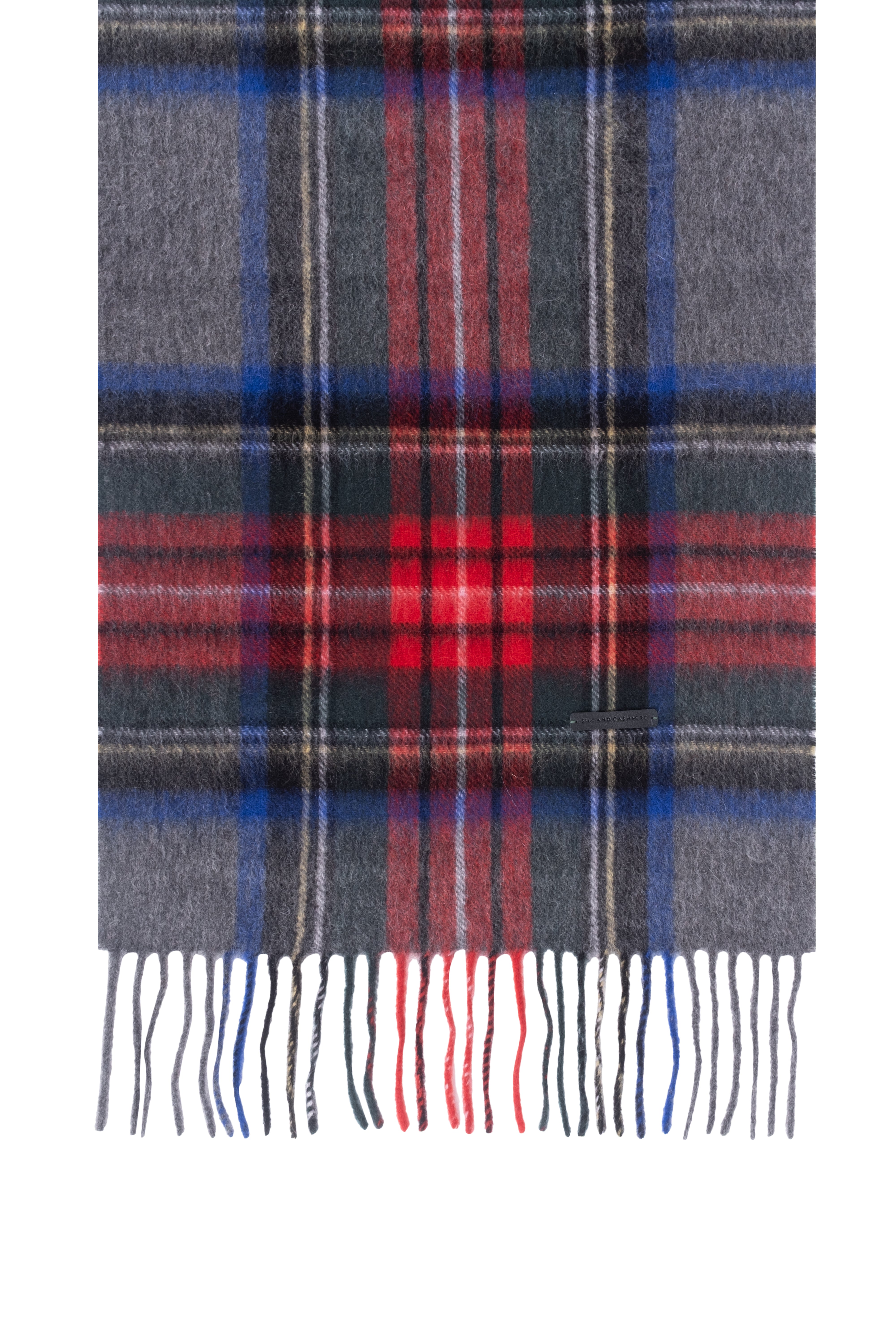 Gri Patrick Saf Kaşmir Kareli Atkı 30x164 cm