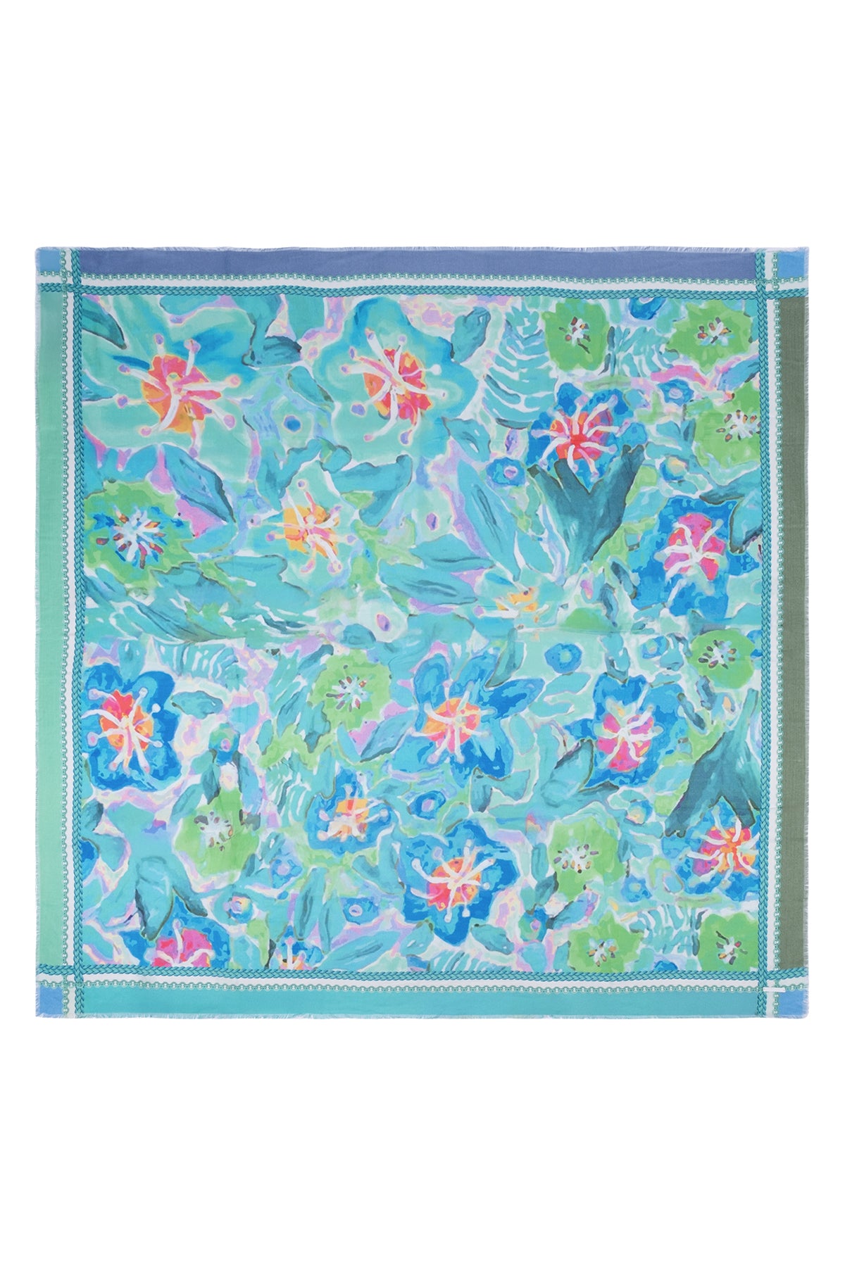 Aqua Jas ipekli Desenli Kare Kare Şal Pareo 140x140 cm