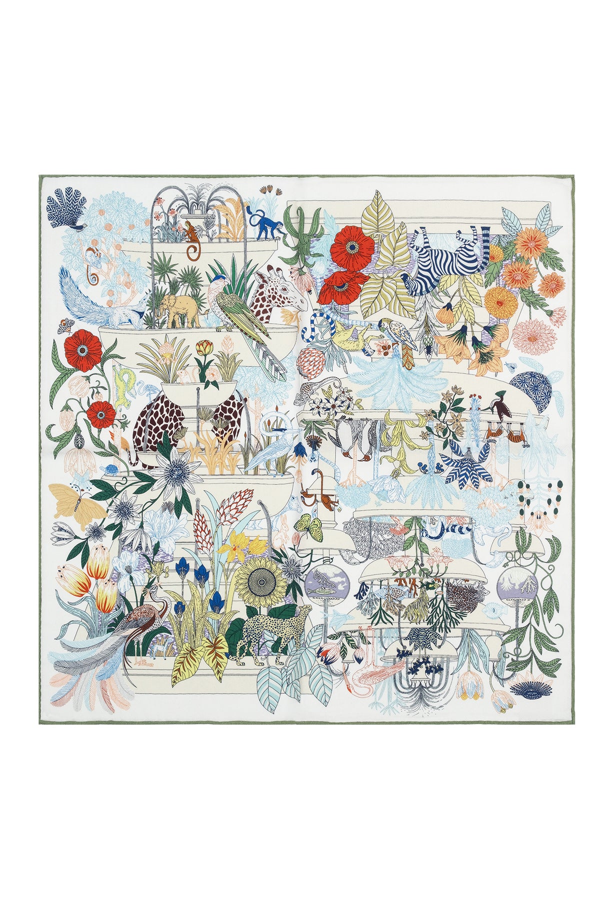 Yeşil Lena Saf İpek Eşarp 70x70 cm