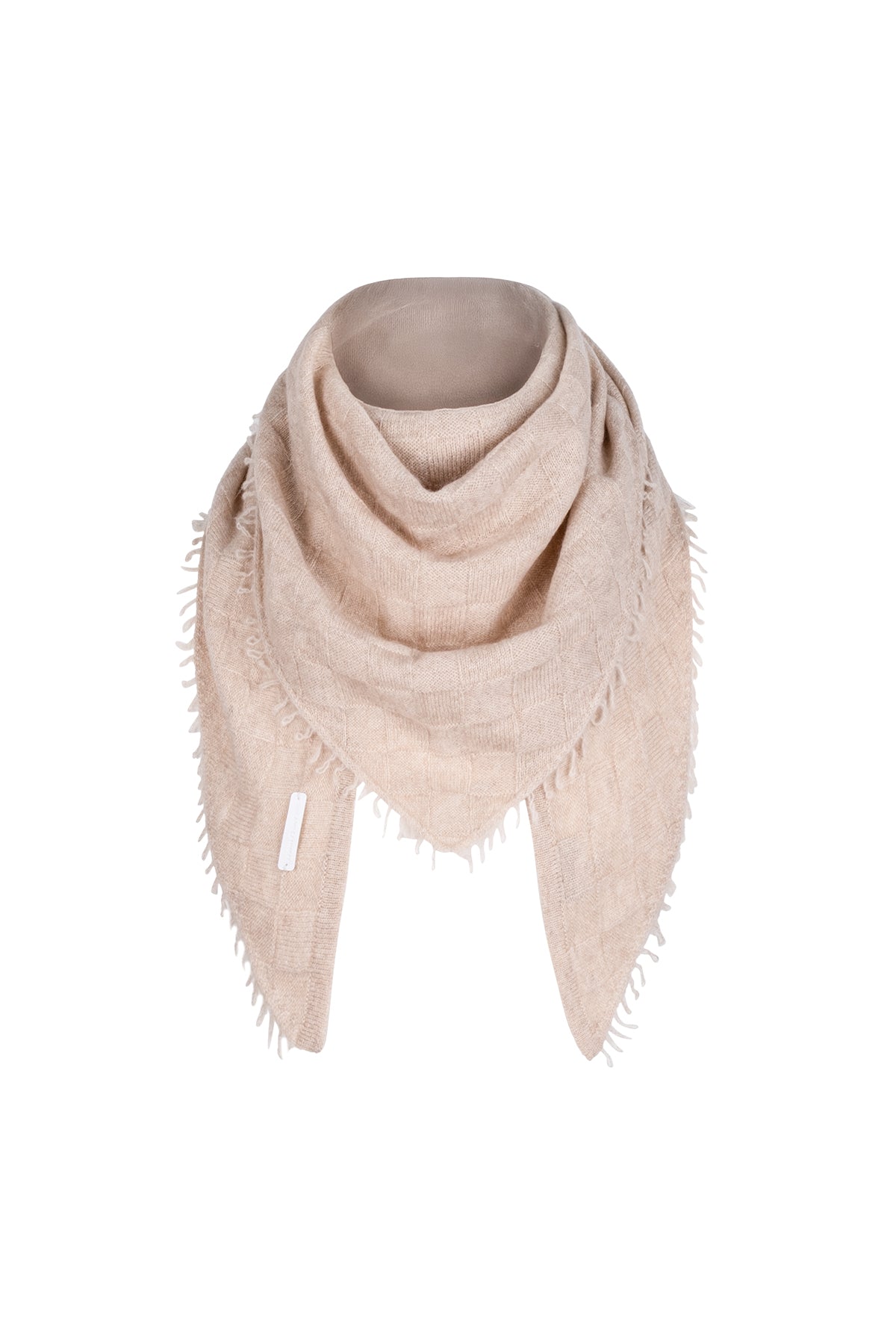 Bej Saf Kaşmir Dokulu Üçgen Şal 60x140 cm