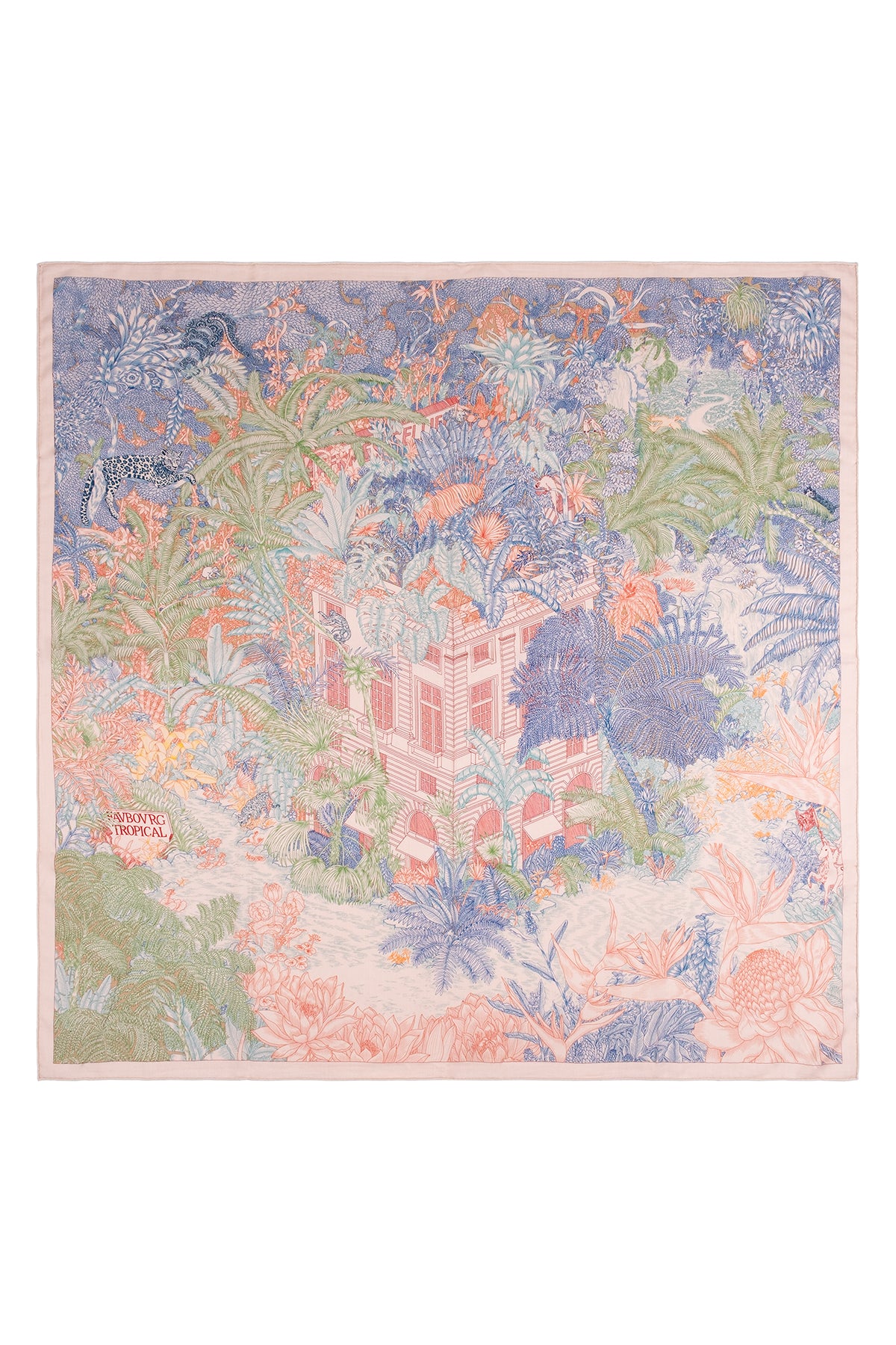 Pembe Linda Kaşmir Desenli Kare Eşarp 140x140  cm