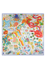 Lila Lara Saf İpek Baskılı Eşarp 90x90 cm