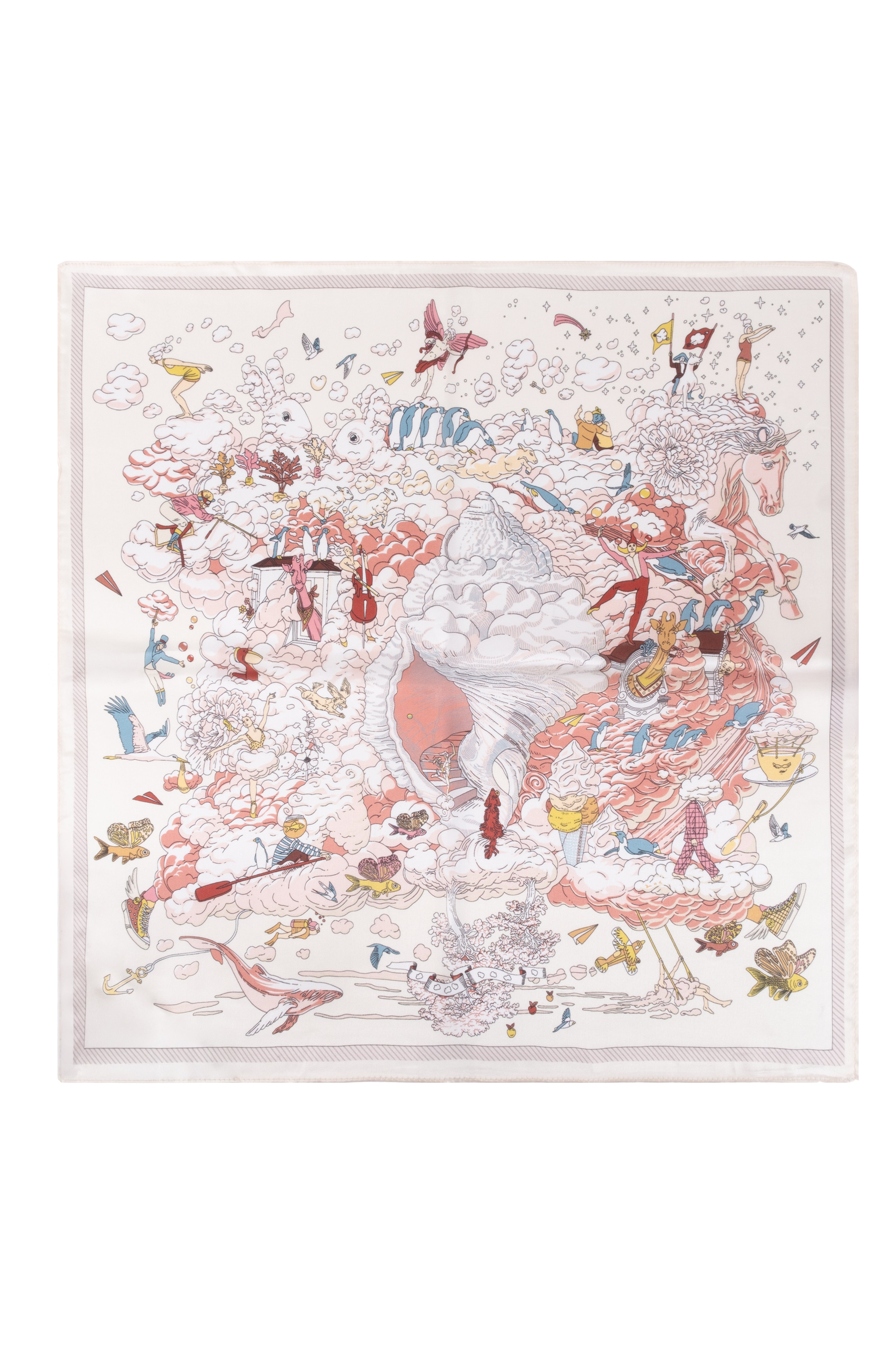 Ekru Laila Saf İpek Kare Eşarp 50x50 cm