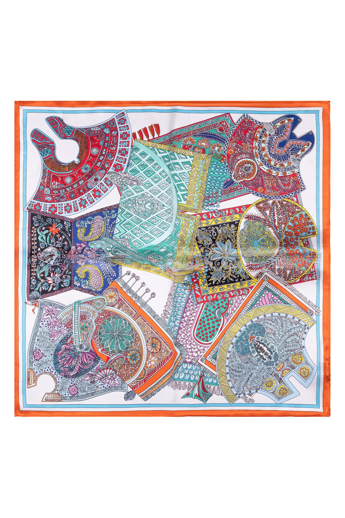 Renkli Laila Saf İpek Kare Eşarp 50x50 cm