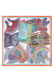 Renkli Laila Saf İpek Kare Eşarp 50x50 cm