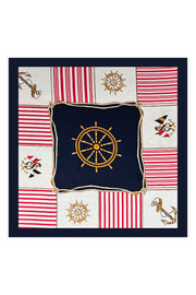 Kırmızı Beyaz Laila Saf İpek Roma Küçük Eşarp 50x50 cm