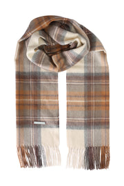 Bej Saf Kaşmir Patrick Kareli Atkı 30x180 cm