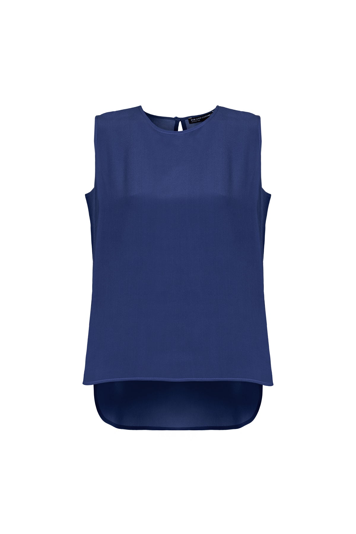 Lacivert Toscana İpek Yuvarlak Yaka Rahat Kesim Bluz