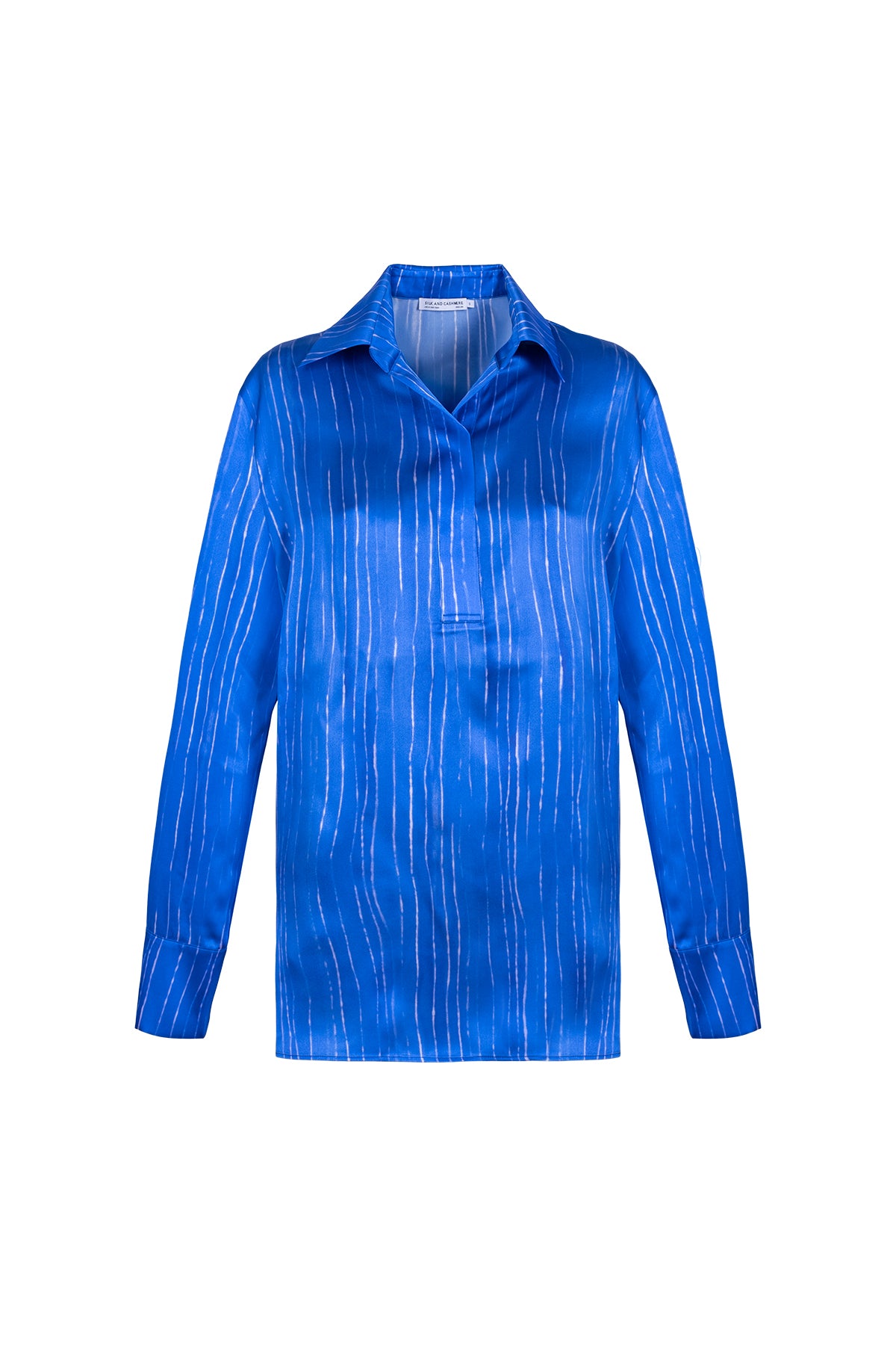 Lacivert Nature İpek Baskılı Bluz