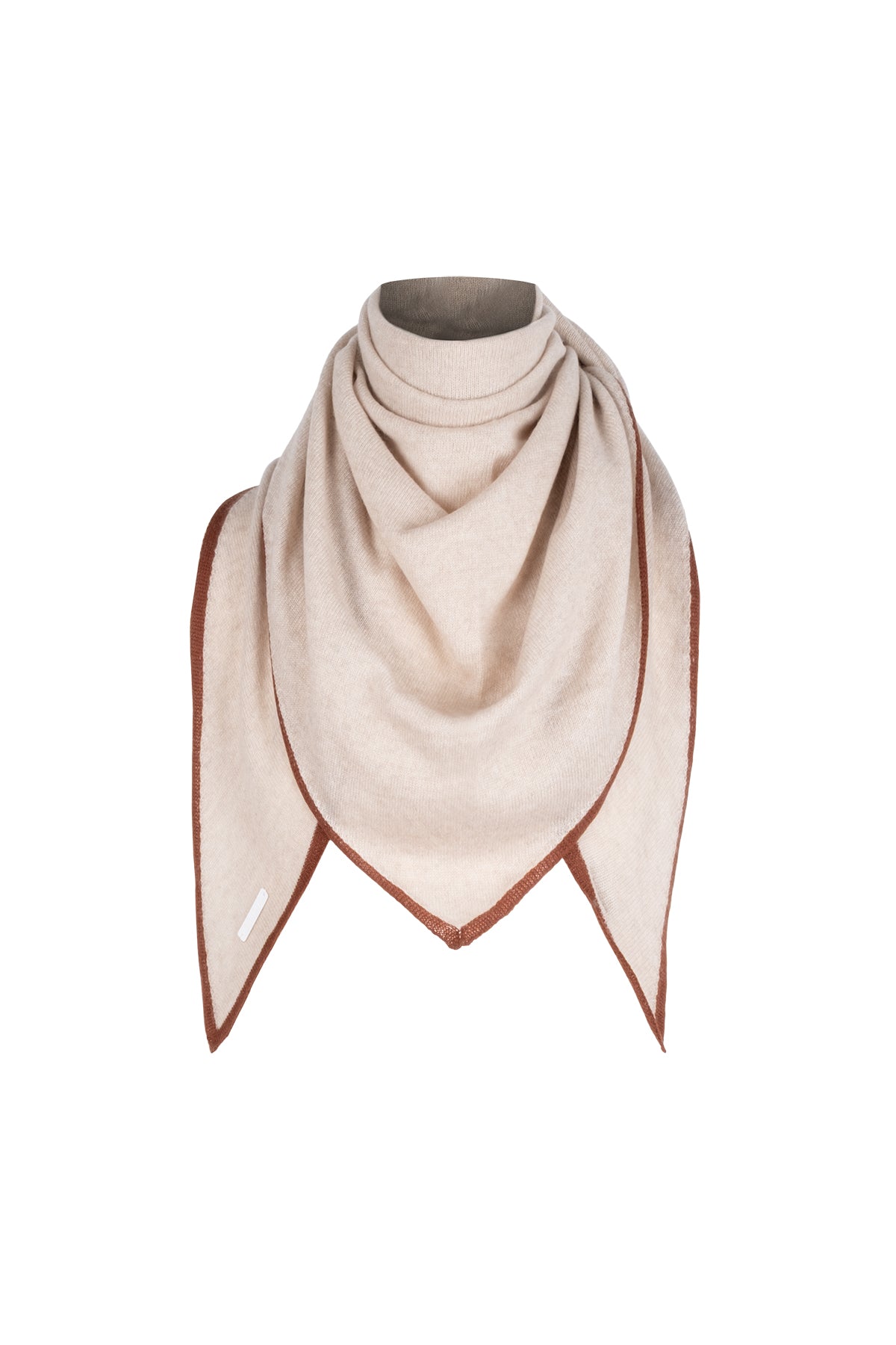 Bej Saf Kaşmir Üçgen Atkı 73x160x73 cm