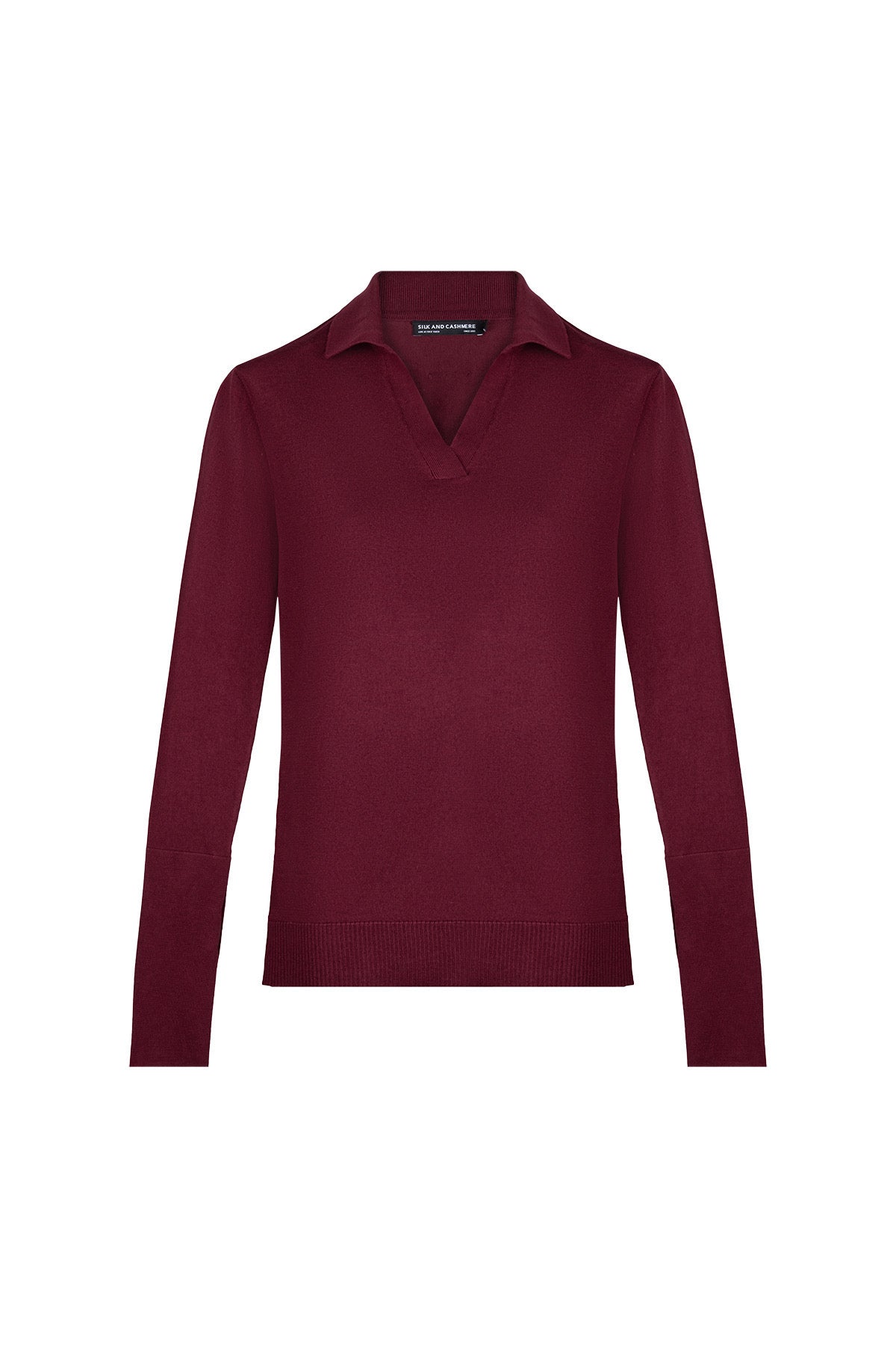 Bordo Zoe İpek Kaşmir Polo Yaka Triko