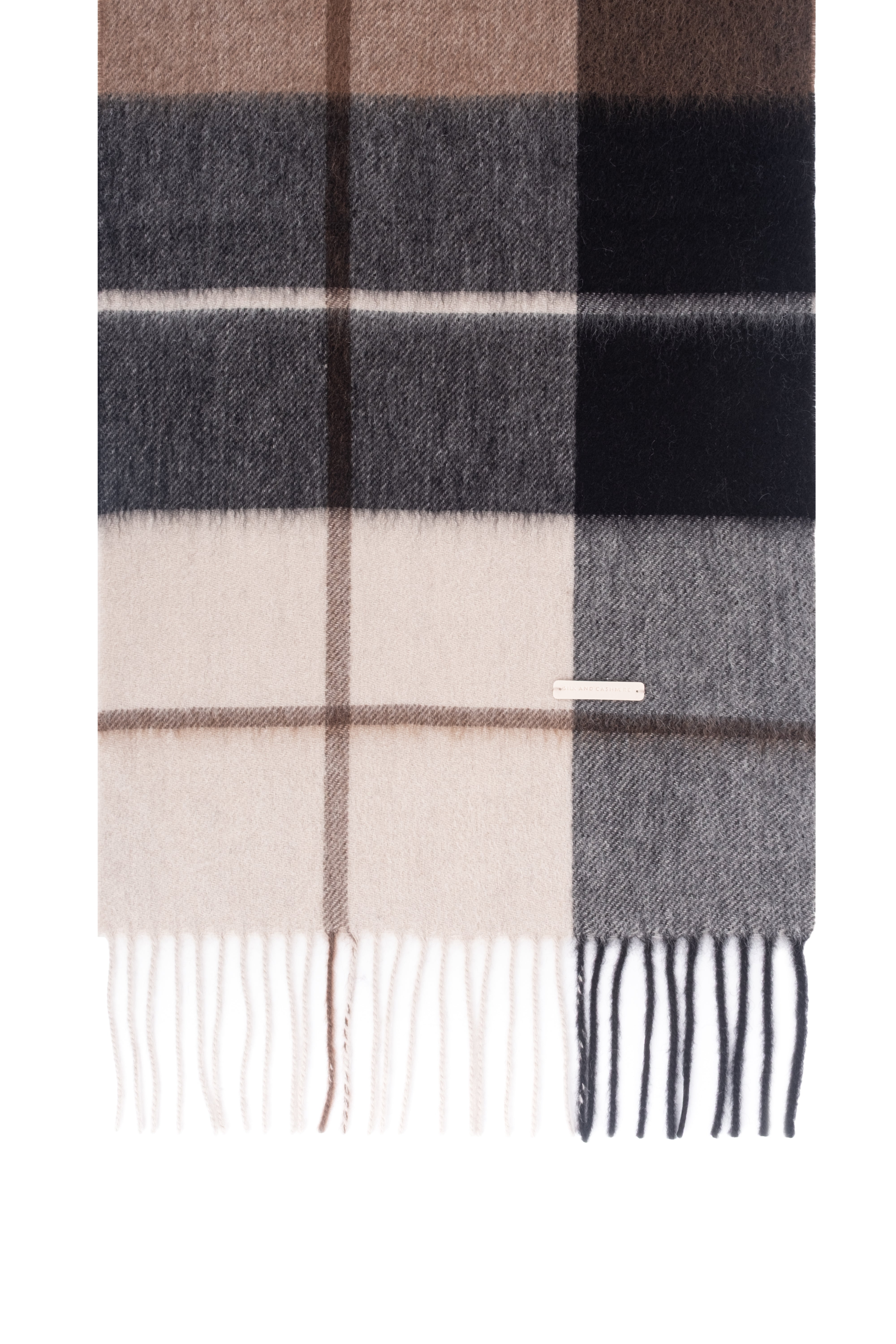 Antrasit Patrick Saf Kaşmir Kareli Atkı 30x164 cm