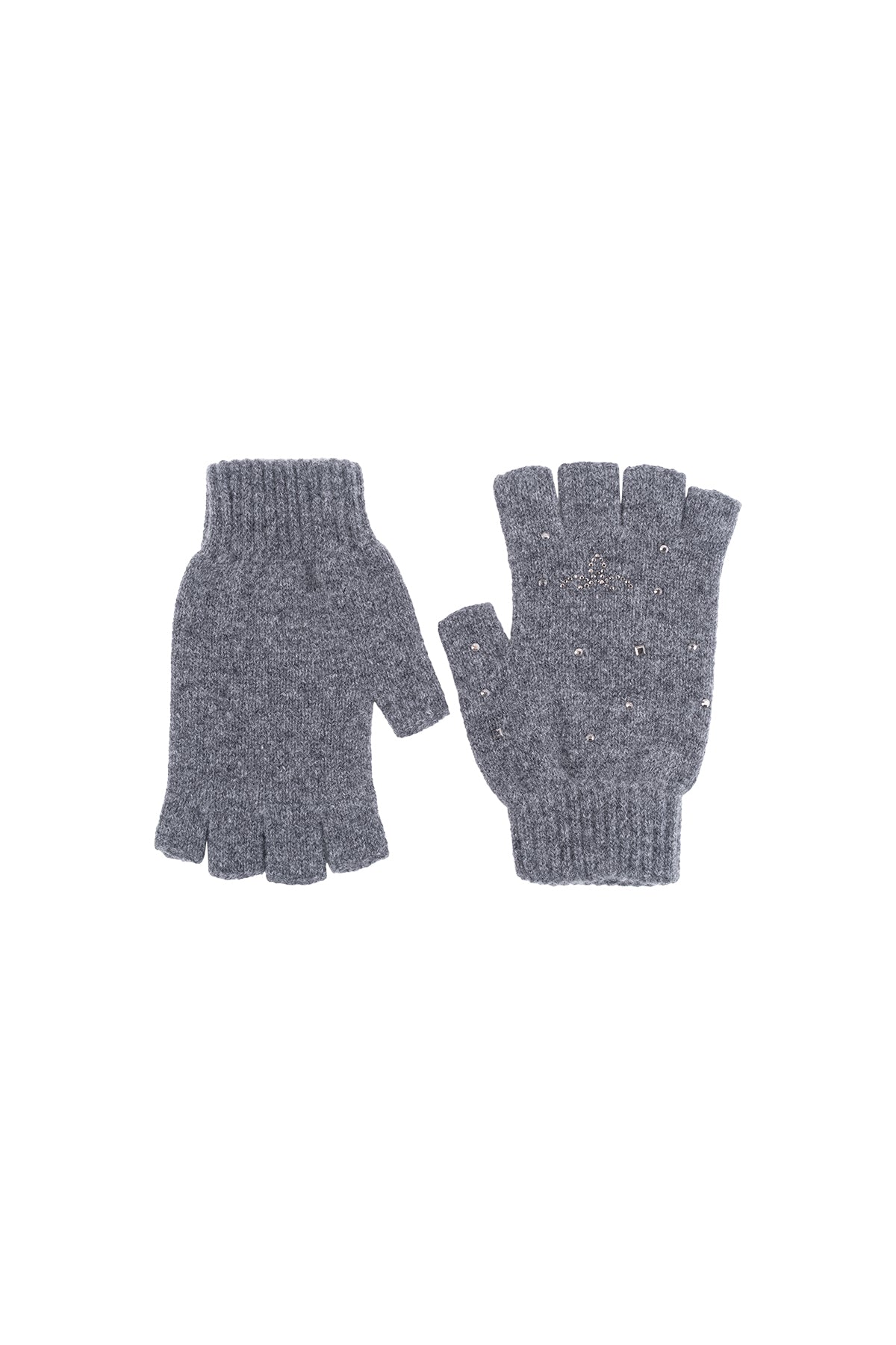 Gri Lucia Taşlı Parmaksız Eldiven