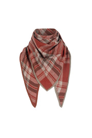 Turuncu Saf Kaşmir Kareli Üçgen Şal 100x100x145 cm