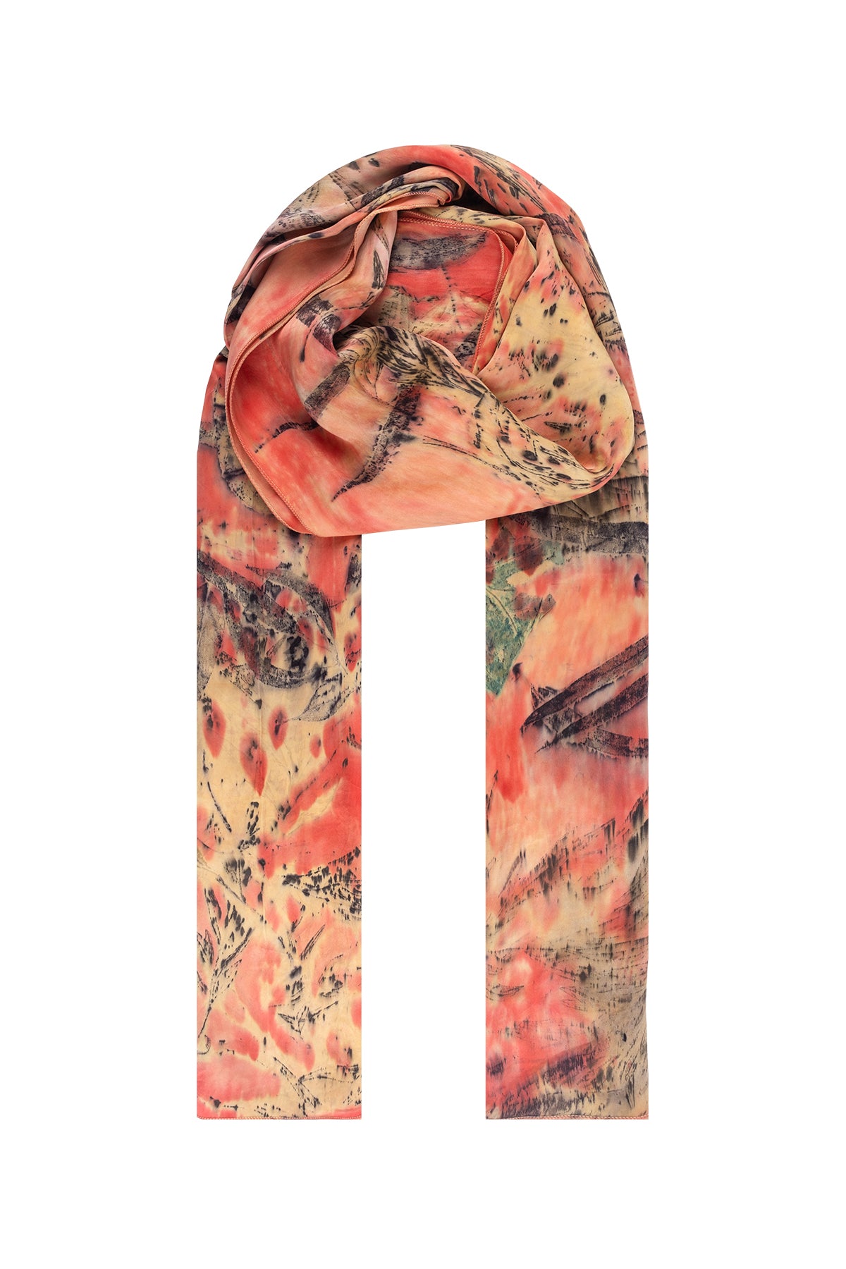 Somon Saf İpek El Baskısı Ekolojik Şal 90 x 200 cm