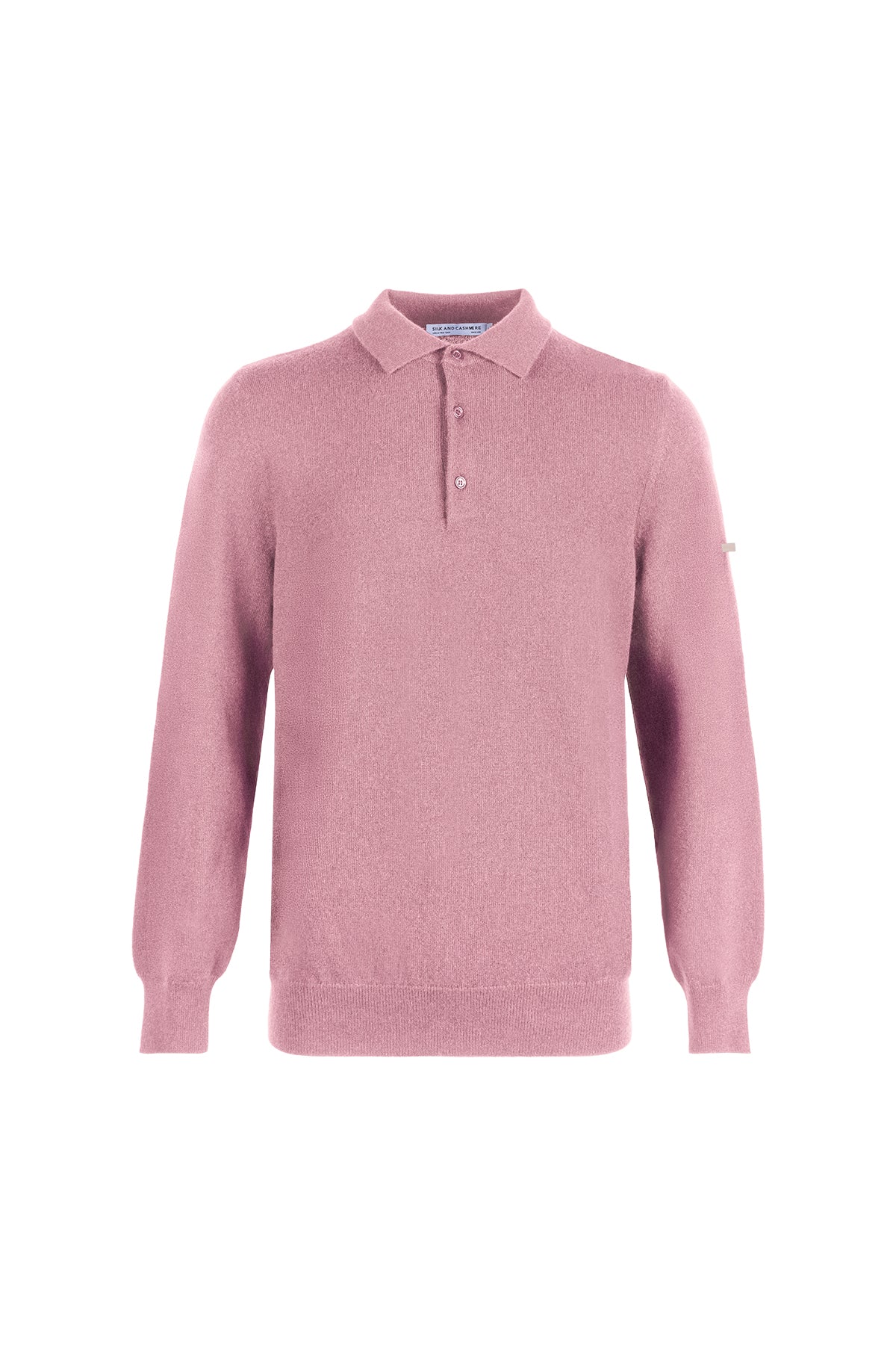 Pastel Pembe Saf Kaşmir Polo Kazak