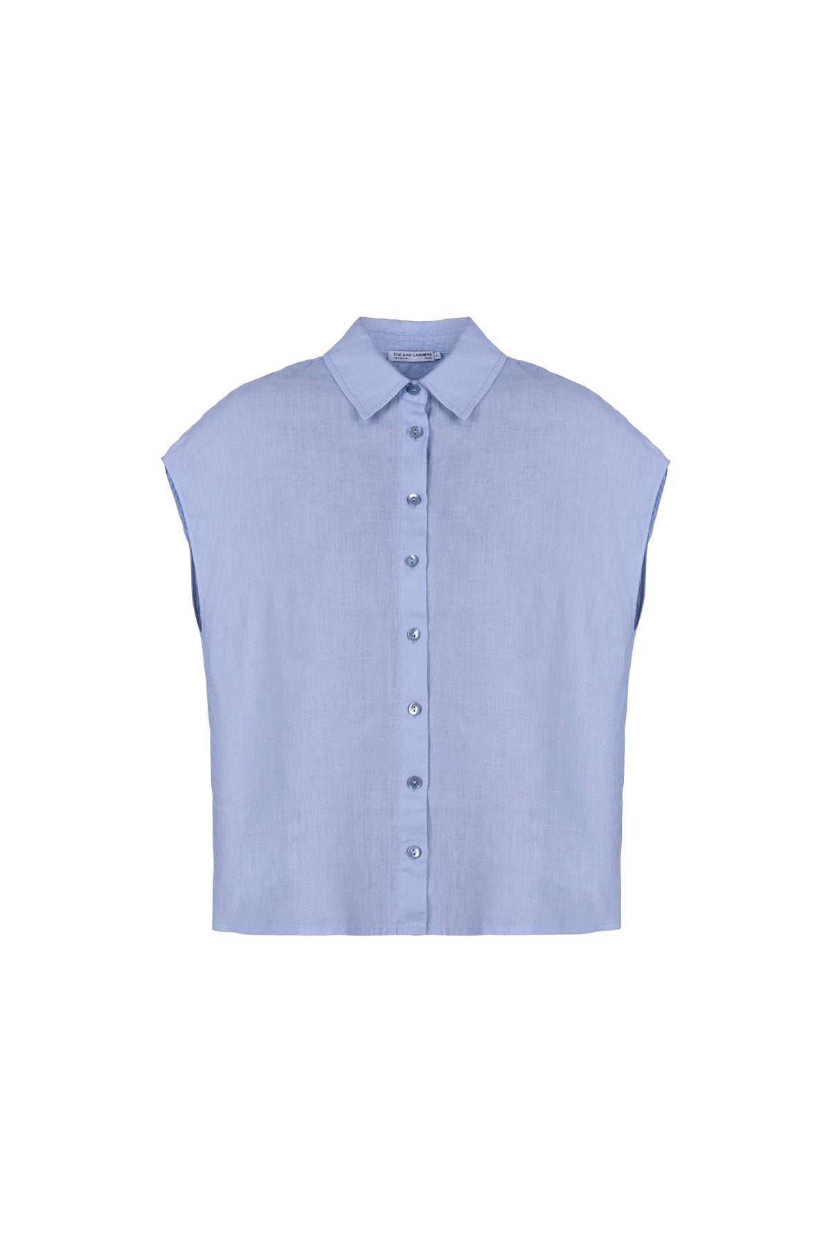 Açık Mavi Kate Keten Kısa Kollu Gömlek