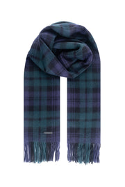 Lacivert Rose Saf Kaşmir Kareli Şal 70x200 cm