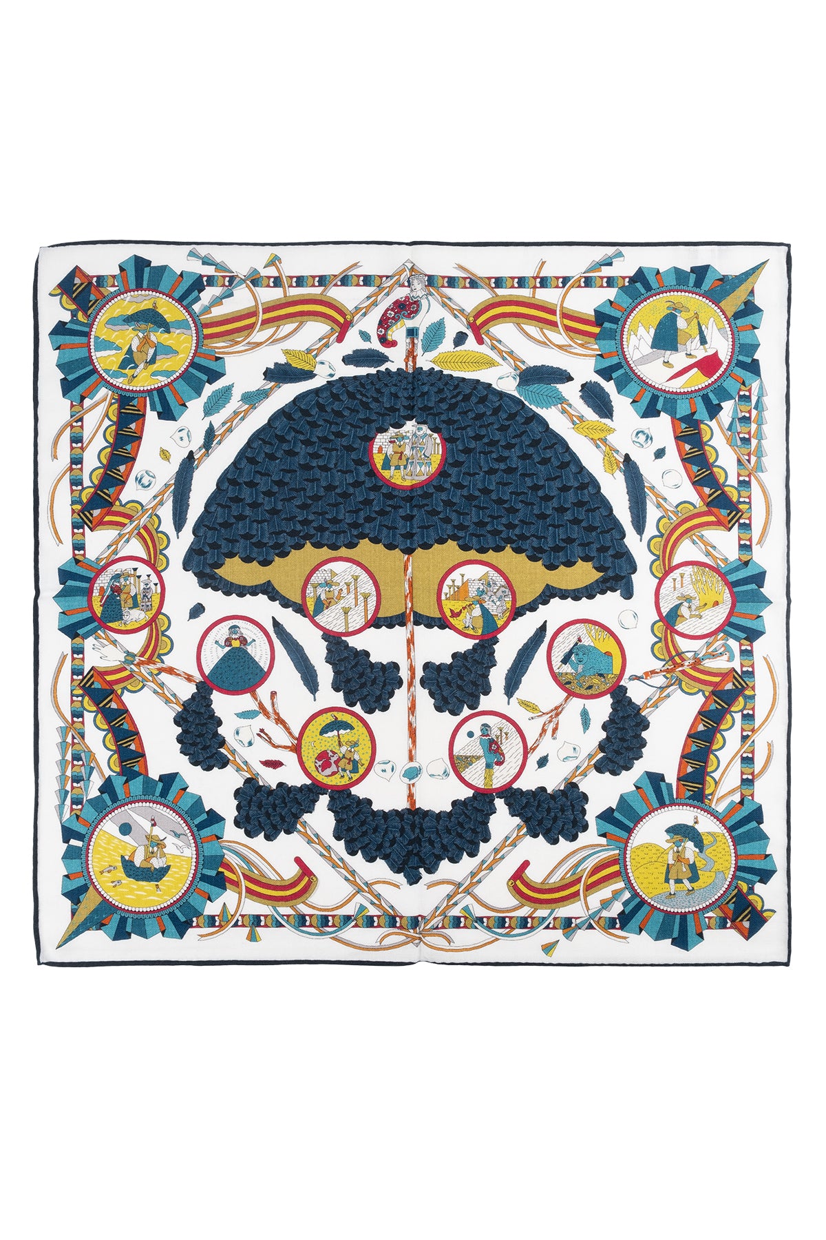 Renkli Lea Saf Kaşmir Desenli Kare Eşarp 70x70 cm