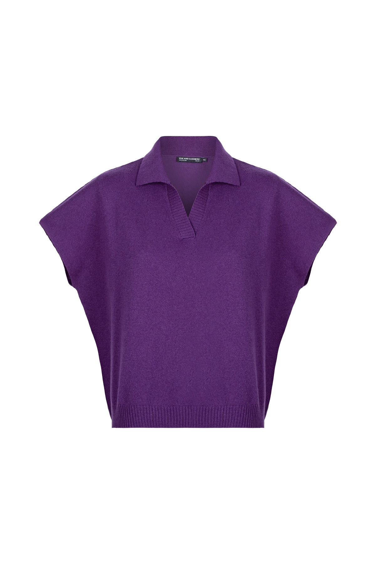Mor Vanessa Saf Kaşmir Kısa Kollu Polo