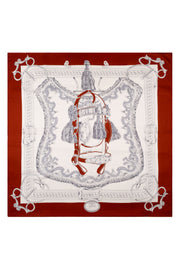 Kiremit Beyaz Linda Kaşmir Desenli Kare Eşarp 140x140 cm