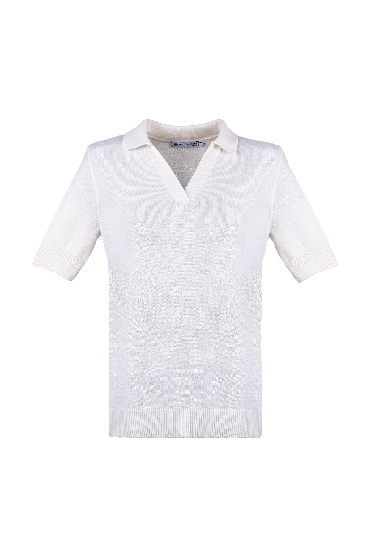 Ekru Lilly Saf Kaşmir  Polo Tişört