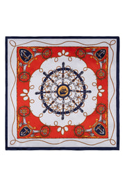 Lacivert-Kırmızı Laila Saf İpek Kare Eşarp 50x50 cm