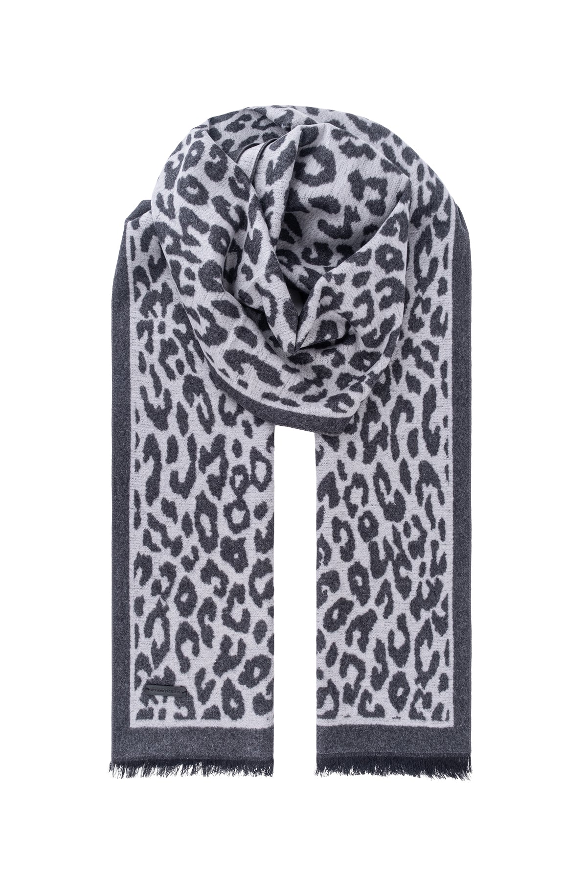 Gri Lotus Saf İpek Desenli Atkı 30*177 cm