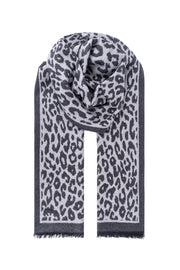 Gri Lotus Saf İpek Desenli Atkı 30*177 cm