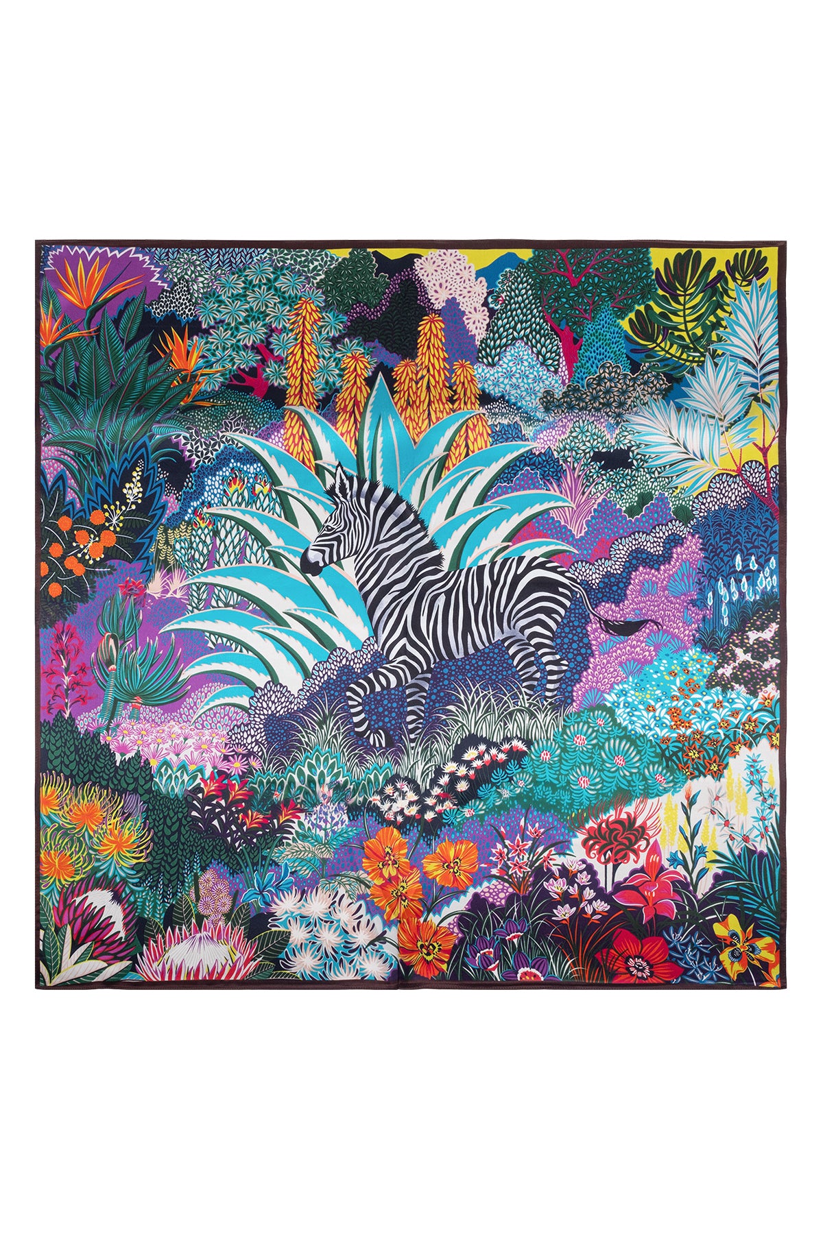 Renkli Lara Saf İpek Baskılı Eşarp 90x90 cm