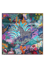 Renkli Lara Saf İpek Baskılı Eşarp 90x90 cm