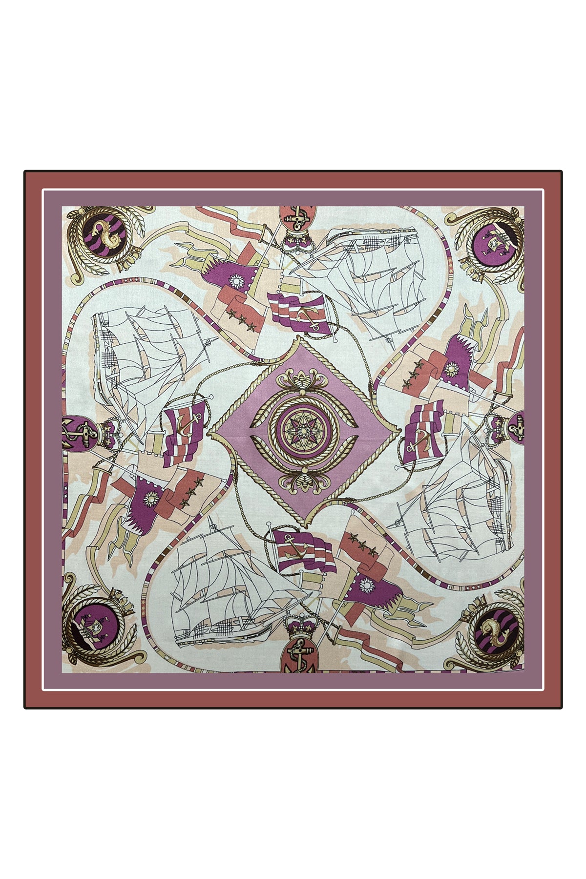 Gül Kurusu Laila Saf İpek Roma Küçük Eşarp 50x50 cm