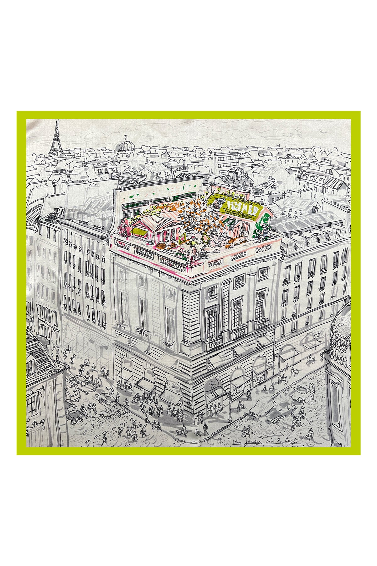 Neon Yeşil Laila Saf İpek Roma Küçük Eşarp 50x50 cm