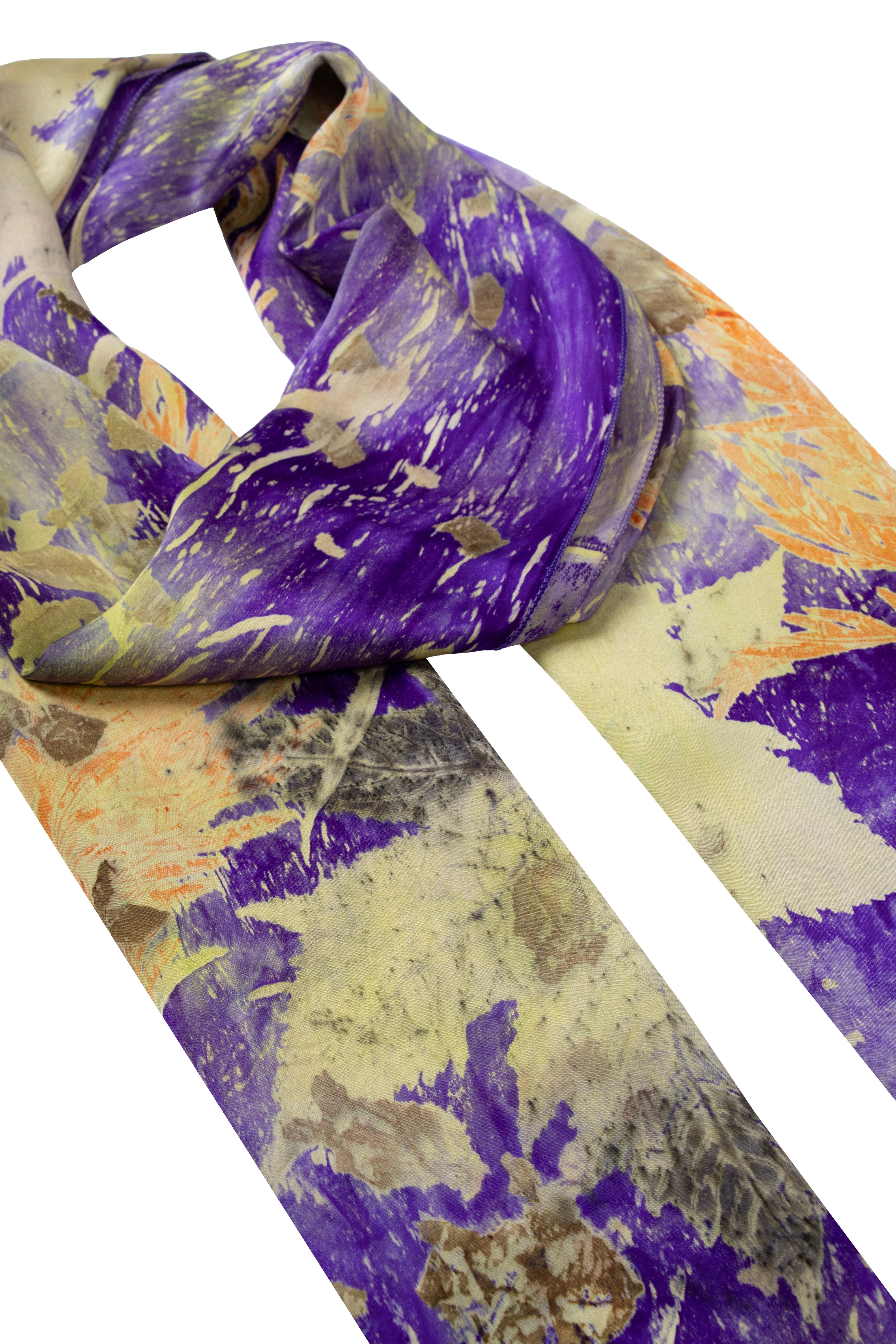 Sarı Saf İpek El Baskısı Ekolojik Şal 90 x 200 cm