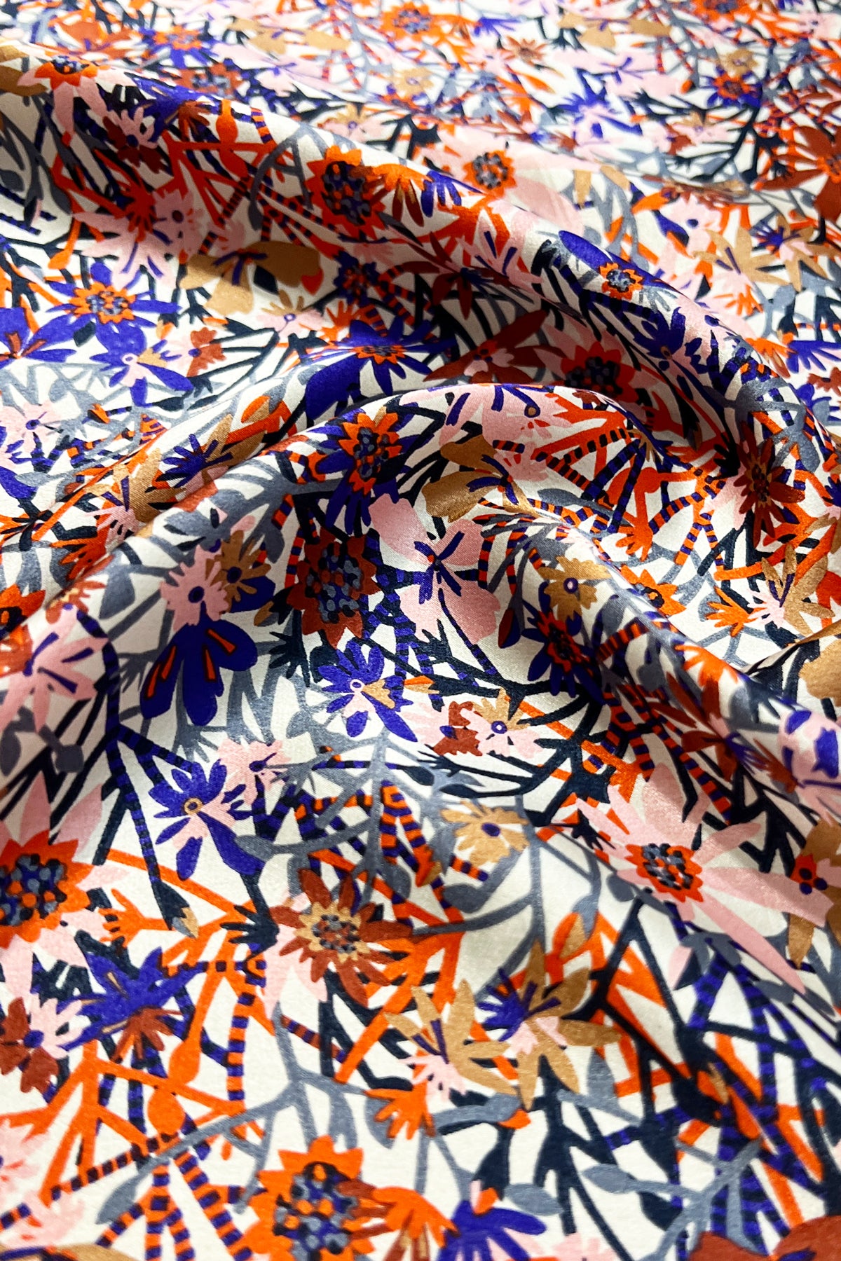 Fuşya Laila Saf İpek Roma Küçük Eşarp 50x50 cm