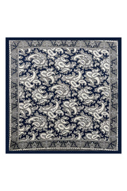 Lacivert Laila Saf İpek Roma Küçük Eşarp 50x50 cm