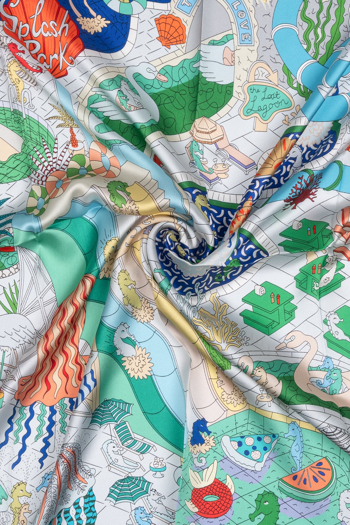 Lacivert Lara Saf İpek Baskılı Eşarp 90x90 cm