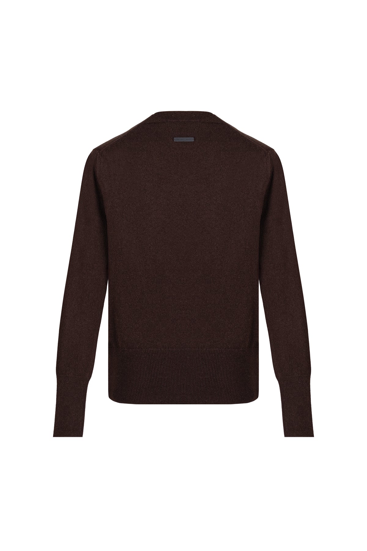 Kahverengi Franca Saf Kaşmir Derin V Yaka Kazak