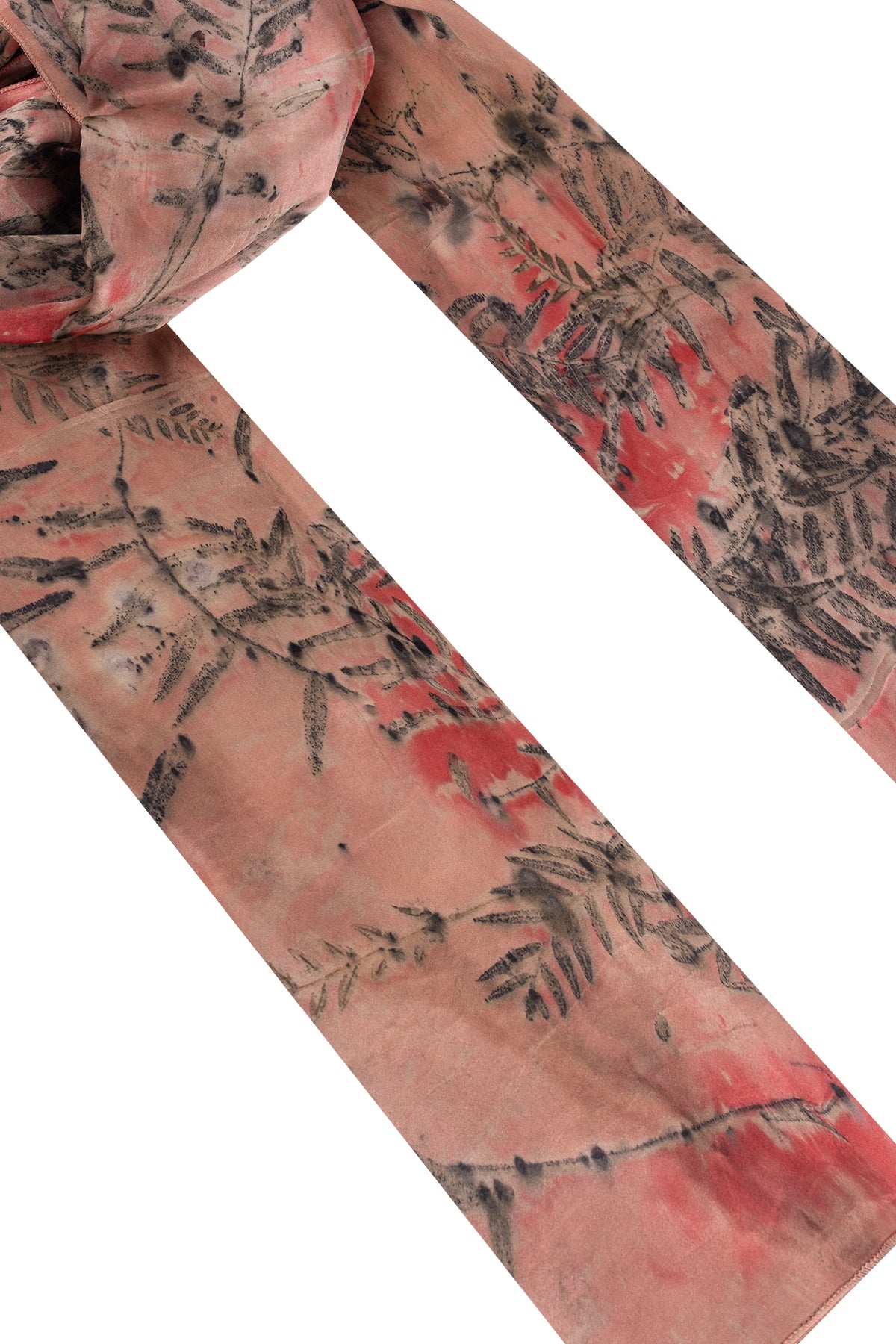 Gül Kurusu Saf İpek El Baskısı Ekolojik Şal 90 x 200 cm