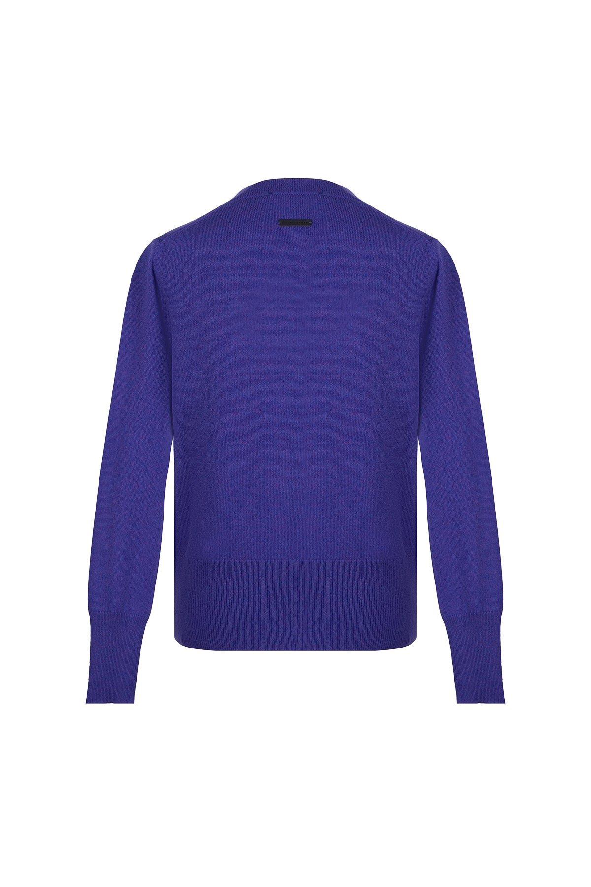 Koyu Mor Franca Saf Kaşmir Derin V Yaka Kazak