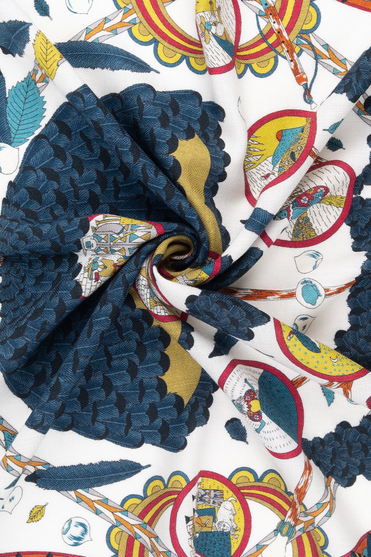 Renkli Lea Saf Kaşmir Desenli Kare Eşarp 70x70 cm