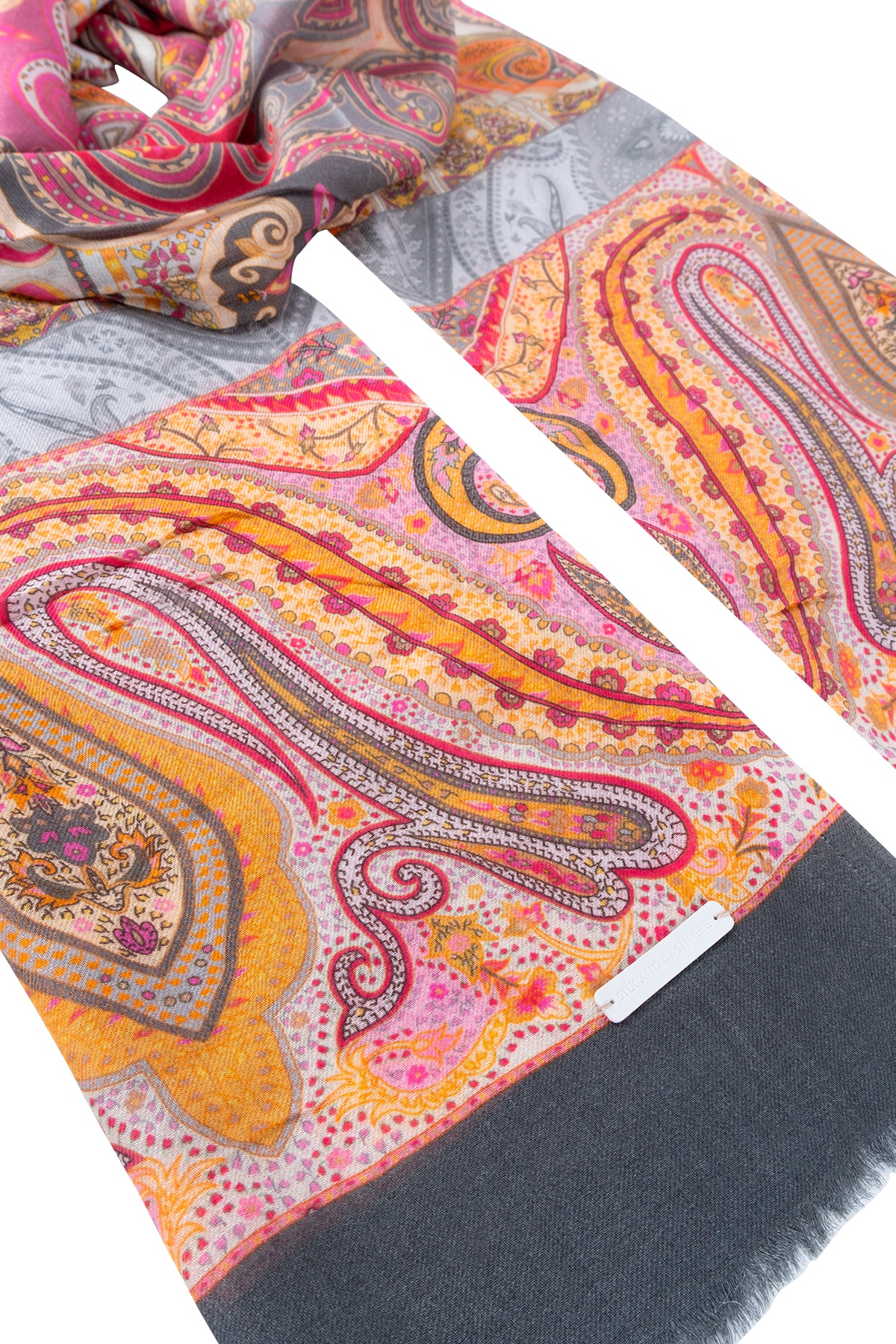 Lacivert Jas İpek Desenli Kare Şal 70x180cm