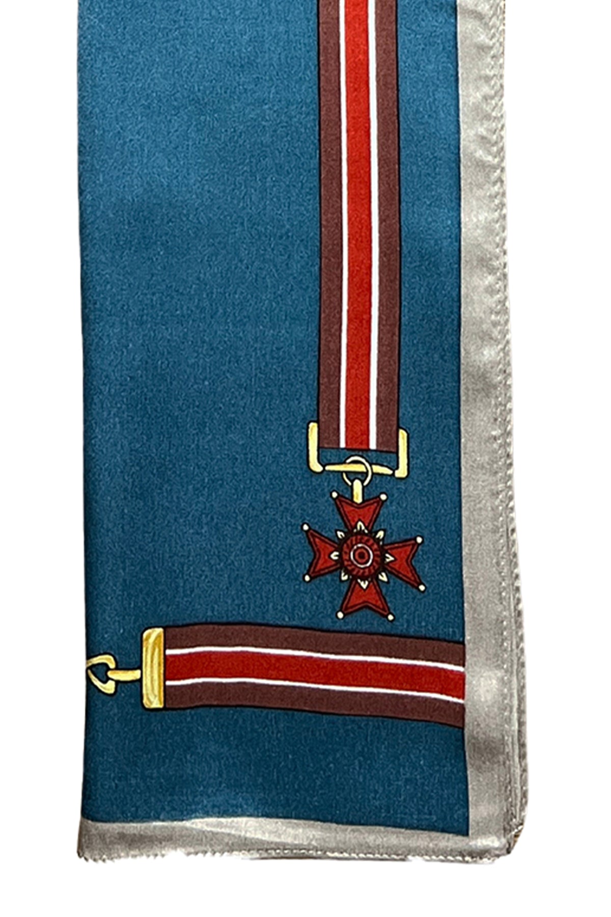 Lacivert Oblong Saf İpek Roma Fular 50x70 cm