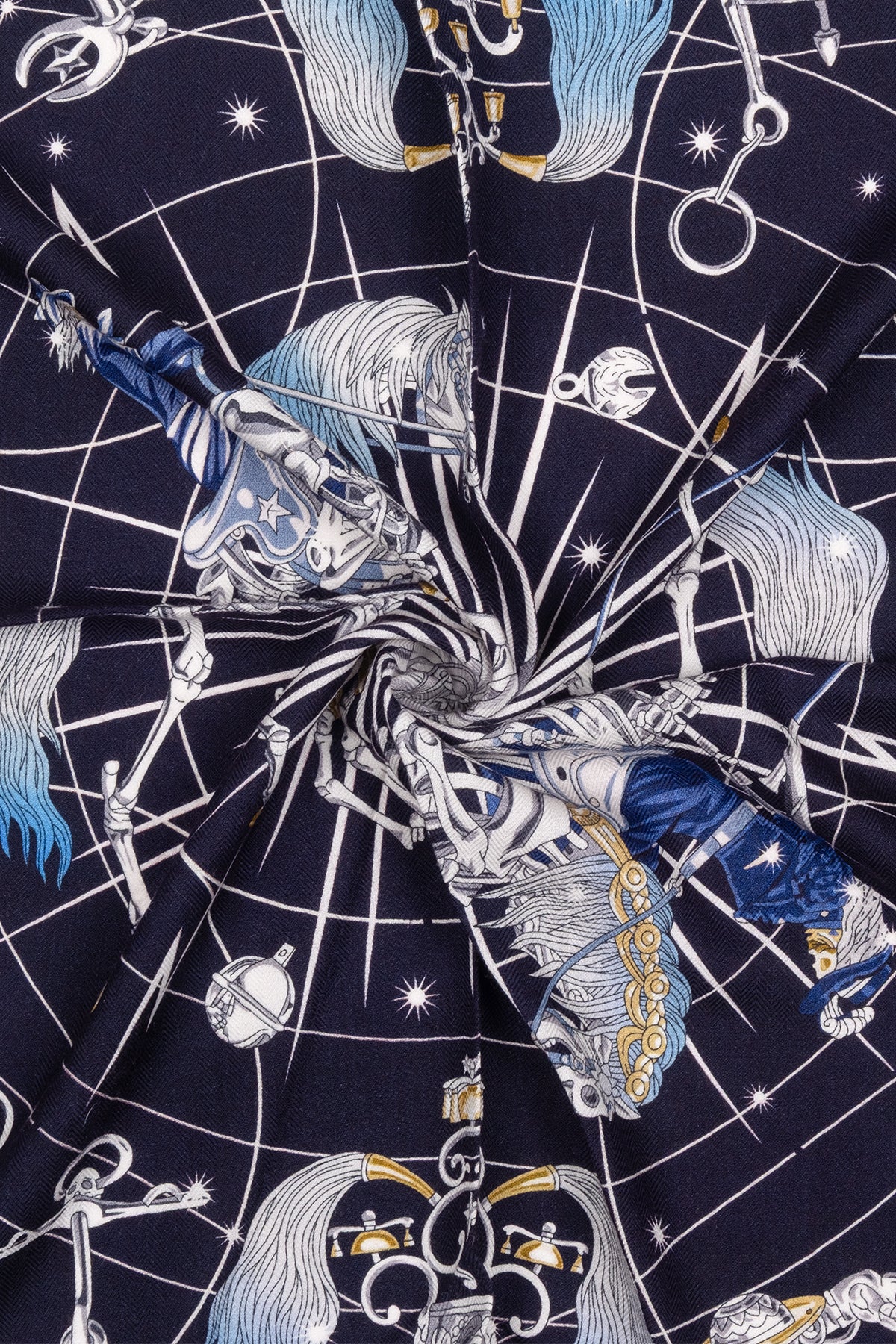 Lacivert Beyaz Lea Saf Kaşmir Baskılı Eşarp 70x 70 cm