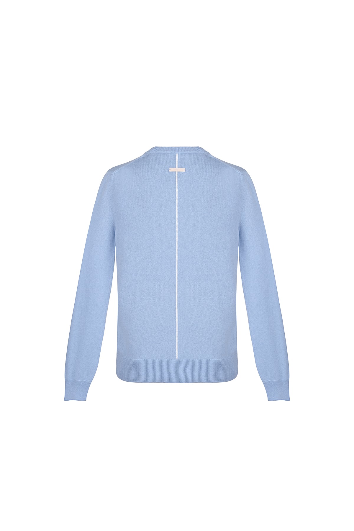 Açık Mavi Franca Saf Kaşmir Bisiklet Yaka Kazak